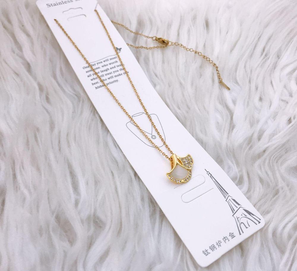 Gold Plated Stainless Steel Pendant with Artificial Stone
