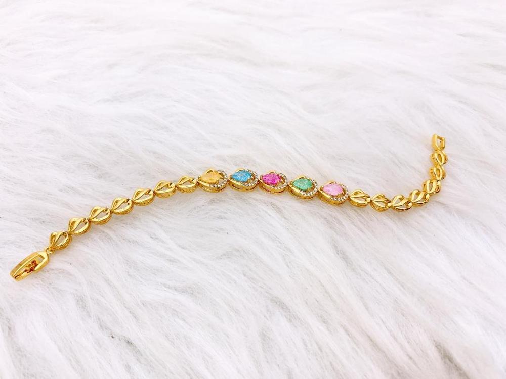 Adjustable Gold Tones Real Stone Bracelet for Women