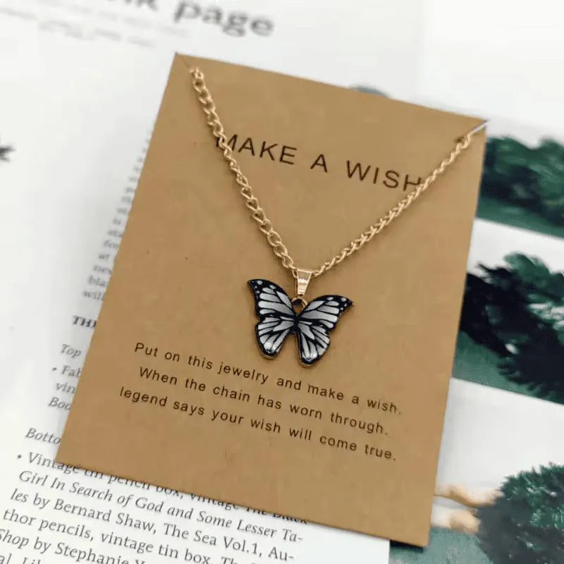 Grey Color Butterfly Design Necklace