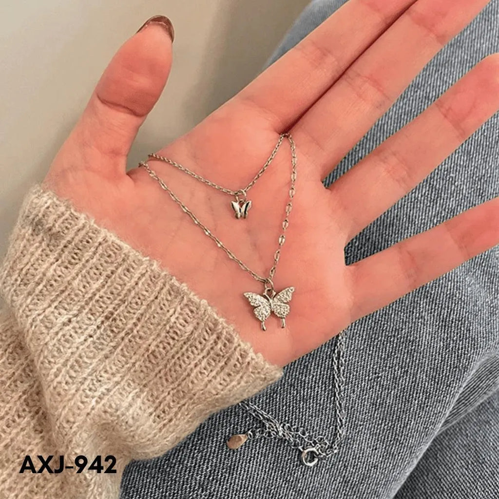Double Butterfly Korean Trending Zircon Necklace