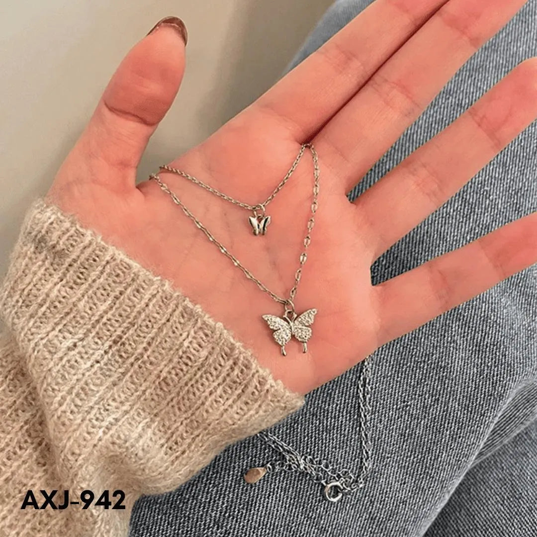 Double Butterfly Korean Trending Zircon Necklace