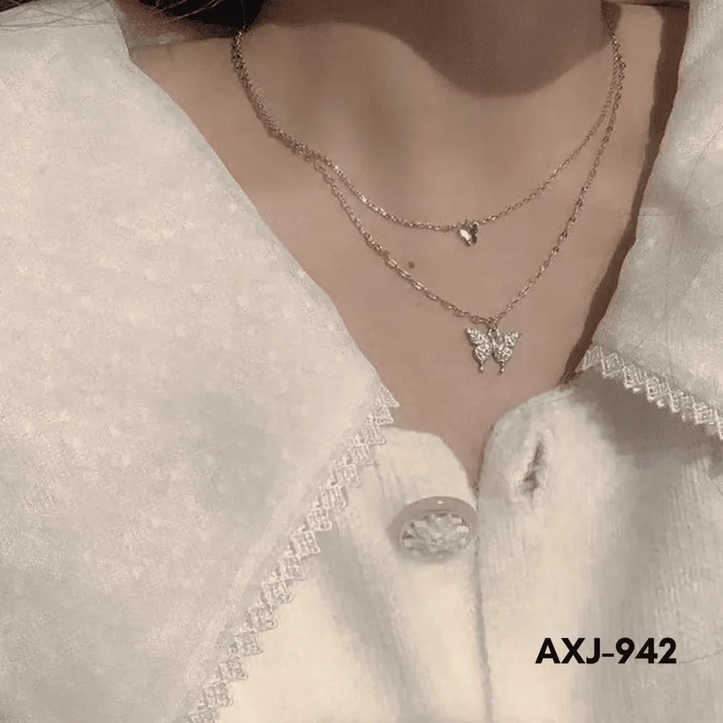 Double Butterfly Korean Trending Zircon Necklace