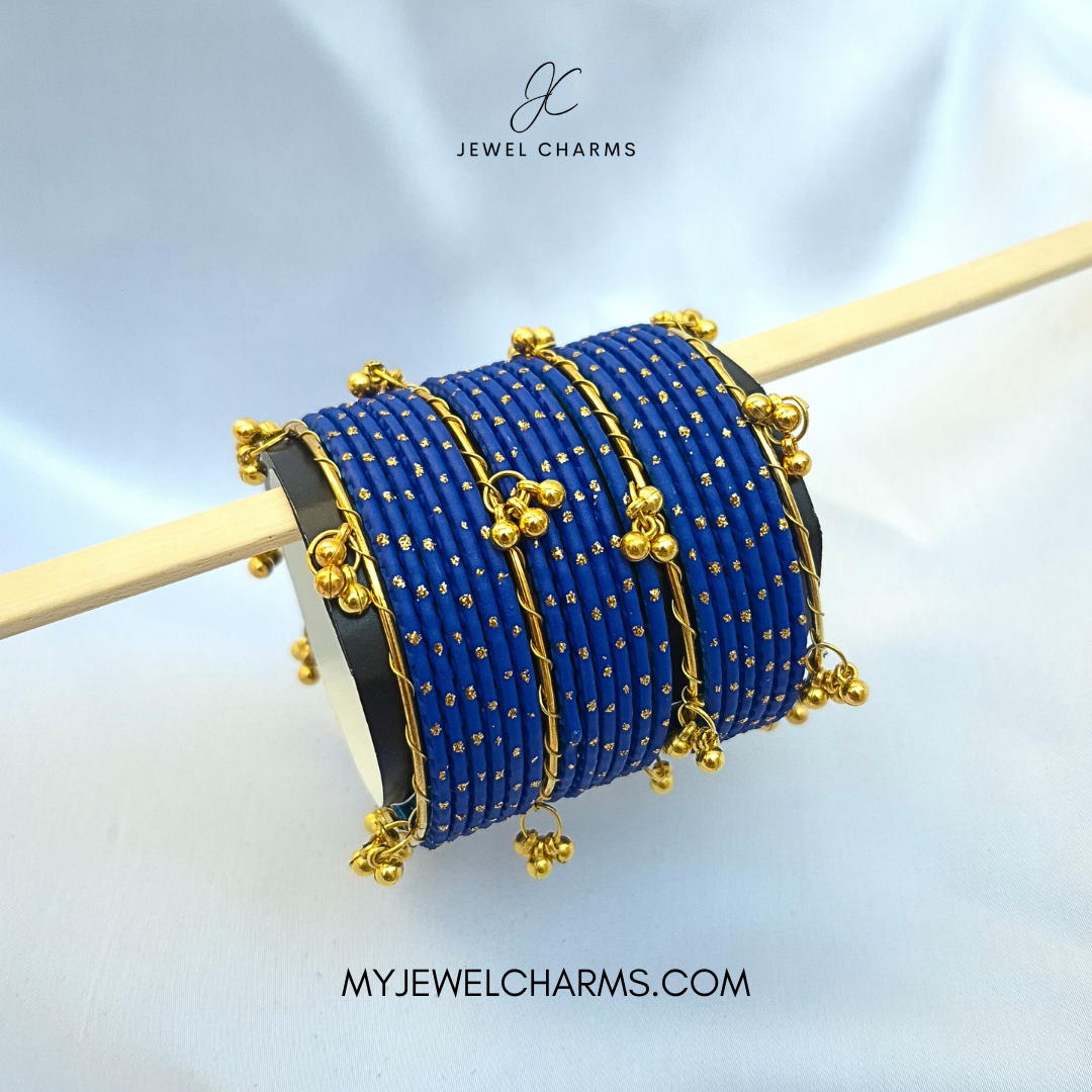 Blue Dotted Golden Viral Kashmiri Bangles