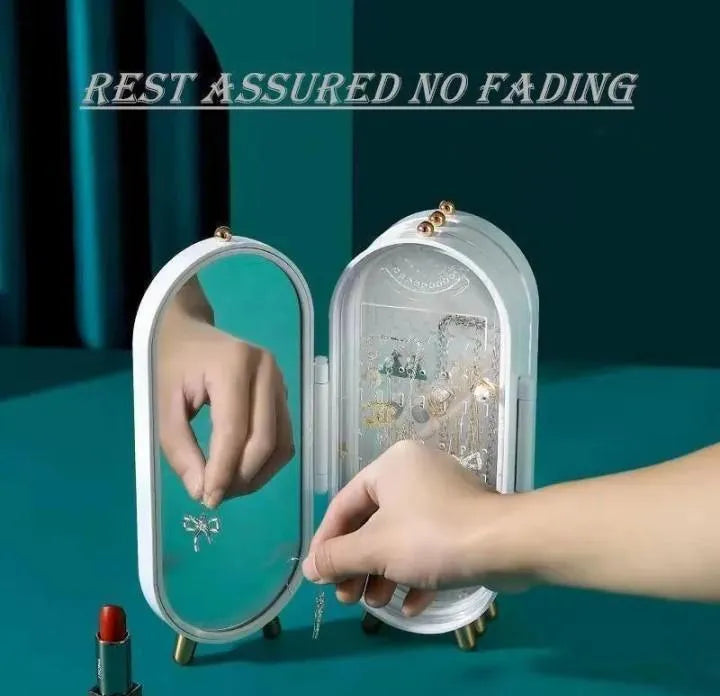 Premium Jewelry Box White & Green Transparent Storage for Earrings Necklaces Bangles