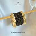 Black Golden Dotted Mughal Pearl Bangles