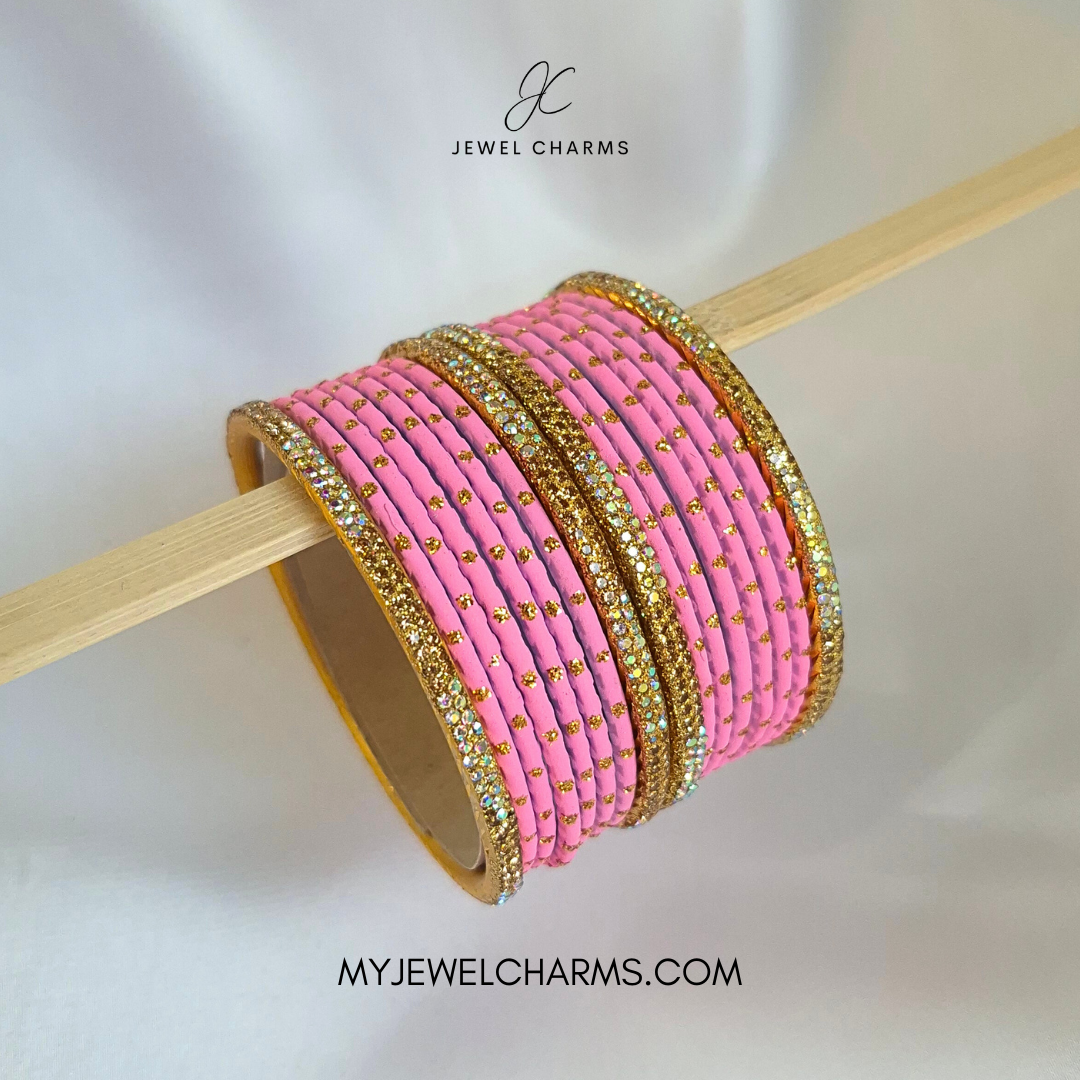 Pink Rainbow Tetra Karra Bangles Set