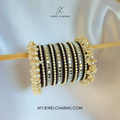 Black Tetra Silver Karra Bangles Set