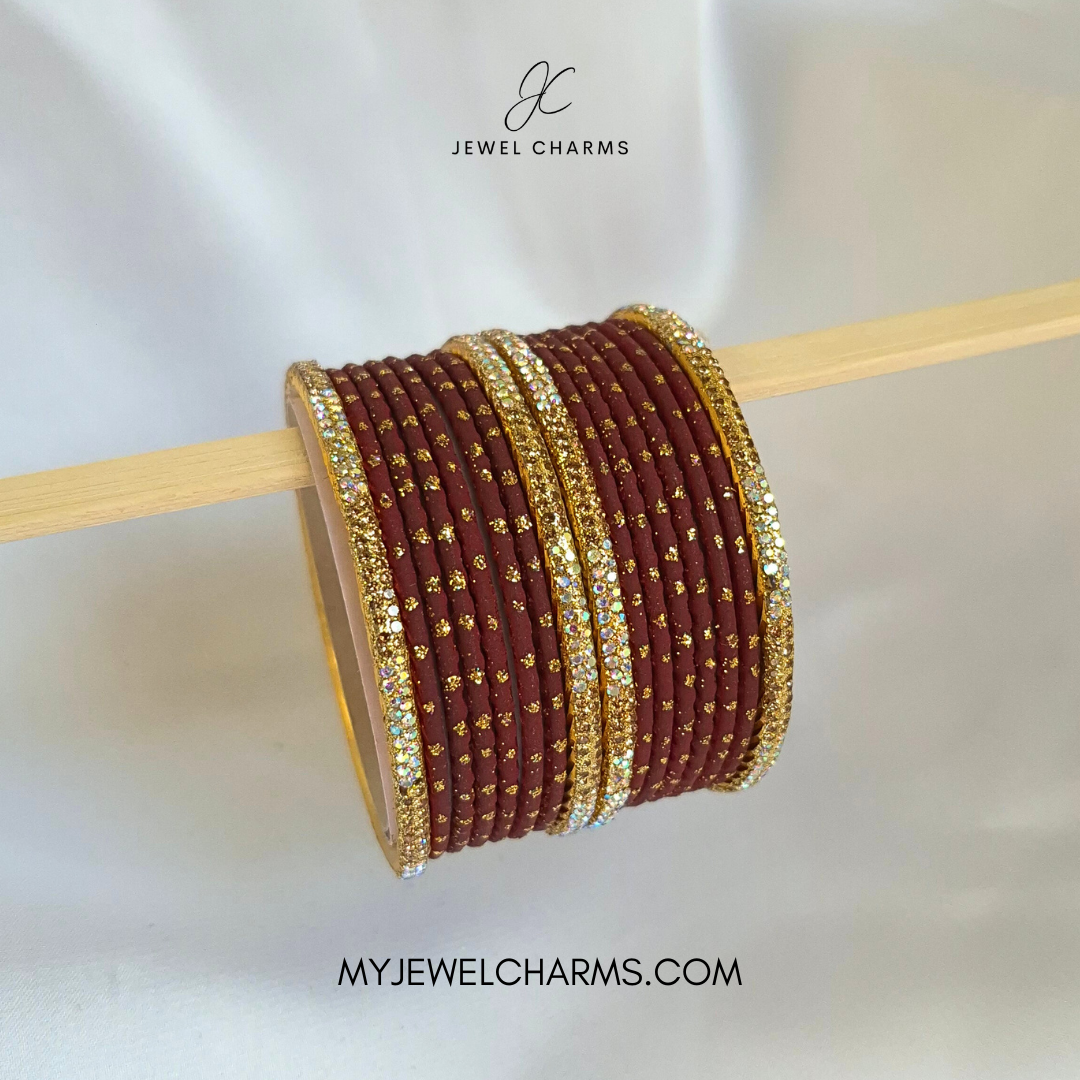 Maroon Rainbow Tetra Karra Bangles Set