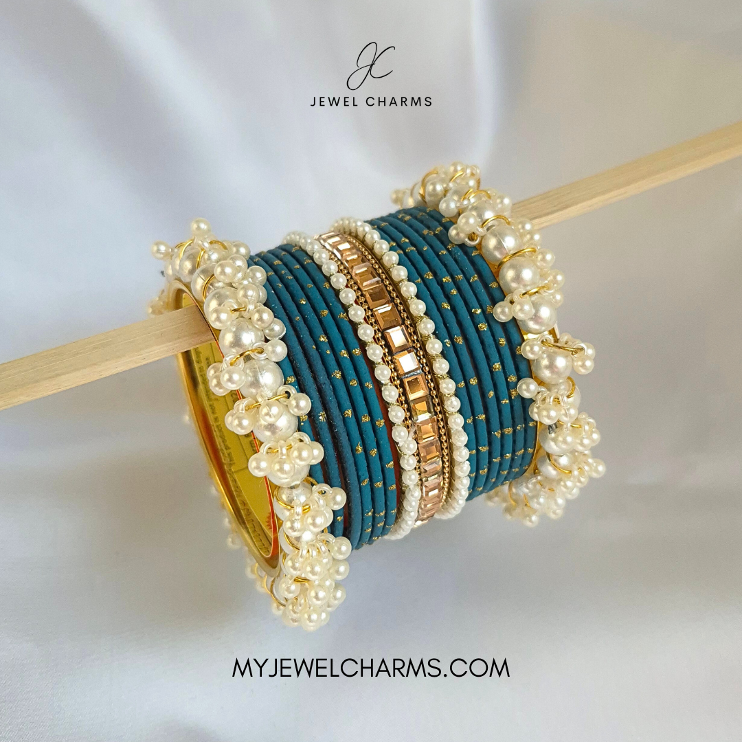 Single Square Karra Graphite Blue Bangles