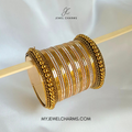 Golden Crystal Metallic Bangles Set