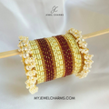 Maroon Lemon Double Gajra Bangles Set