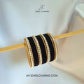 Black Tri Pearl Karra Bangles Set