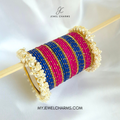 Dark Pink Blue Double Bangles Set