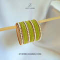 Light Green Tri Pearl Karra Bangles Set