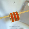 Orange Tri Pearl Karra Bangles Set