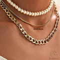 JC99 - Tri Layered Pearl Chain Necklace