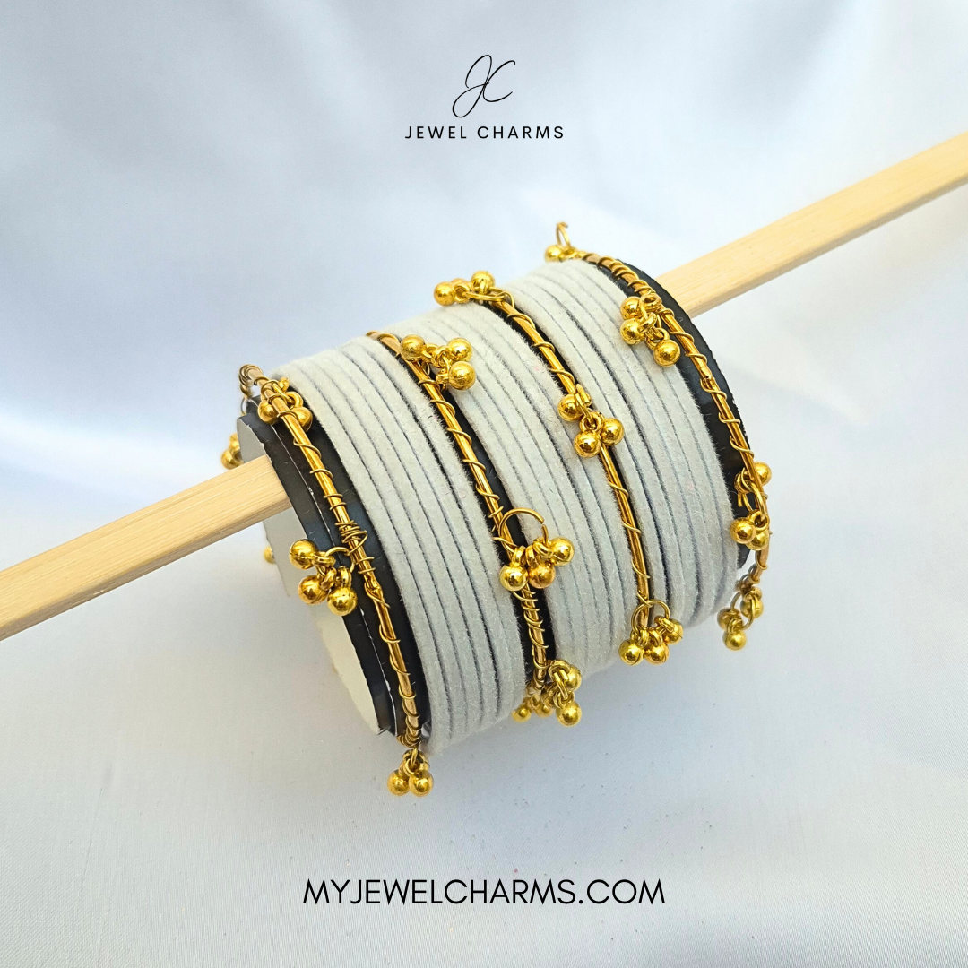 White Golden Viral Kashmiri Bangles