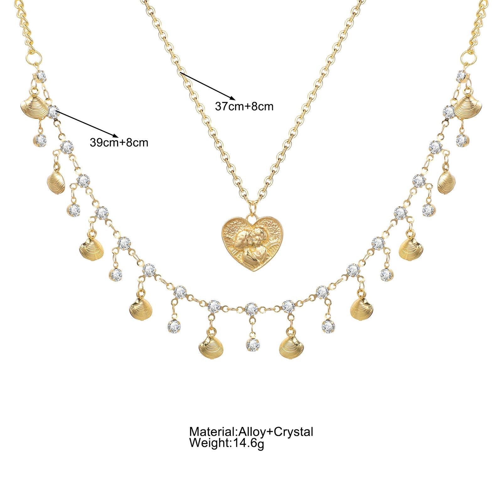 Double layer Heart Jingle Necklace