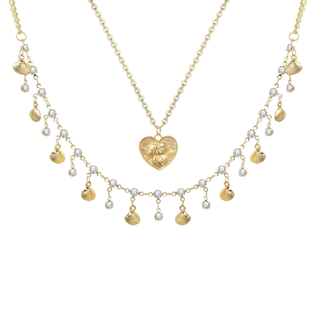 Double layer Heart Jingle Necklace