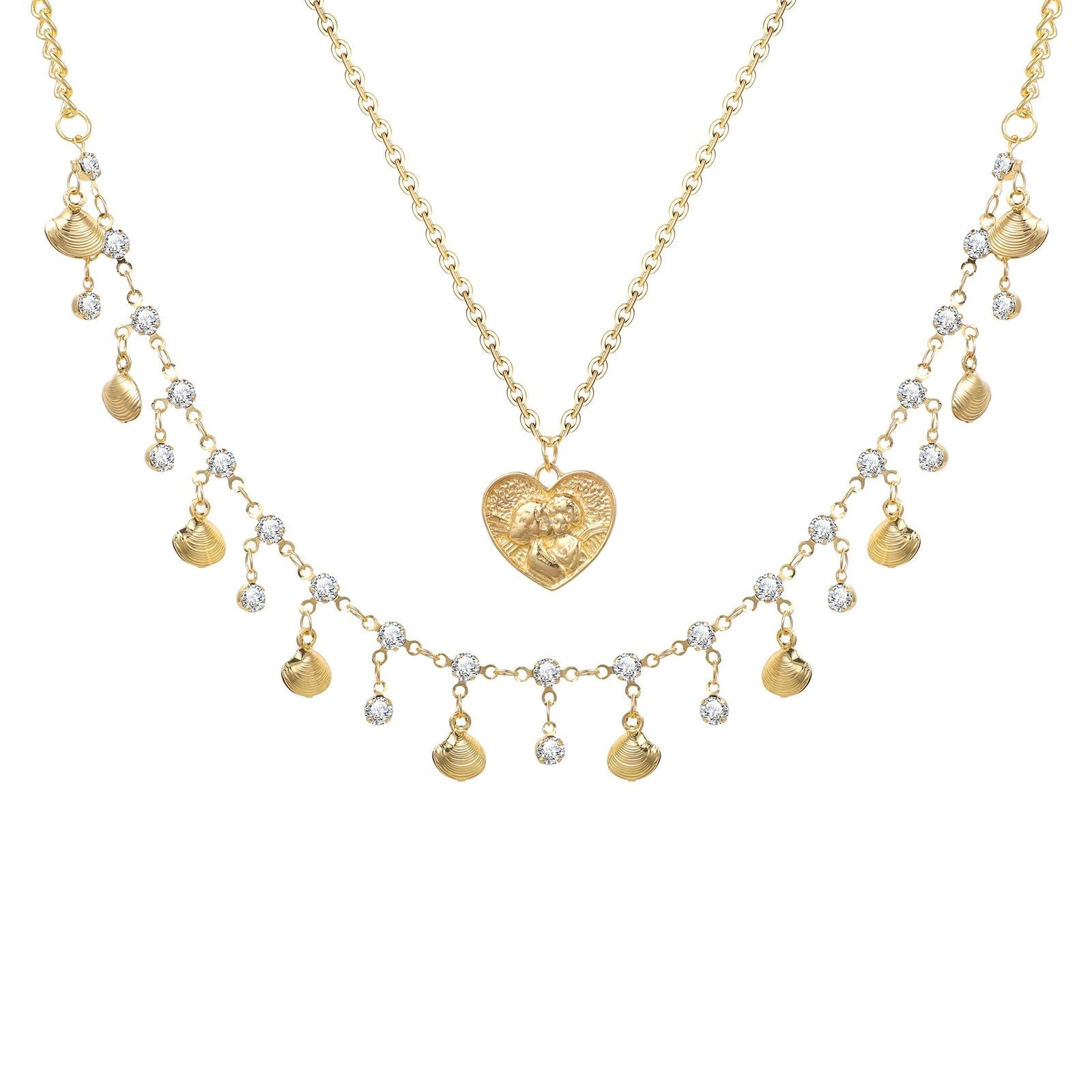 Double layer Heart Jingle Necklace
