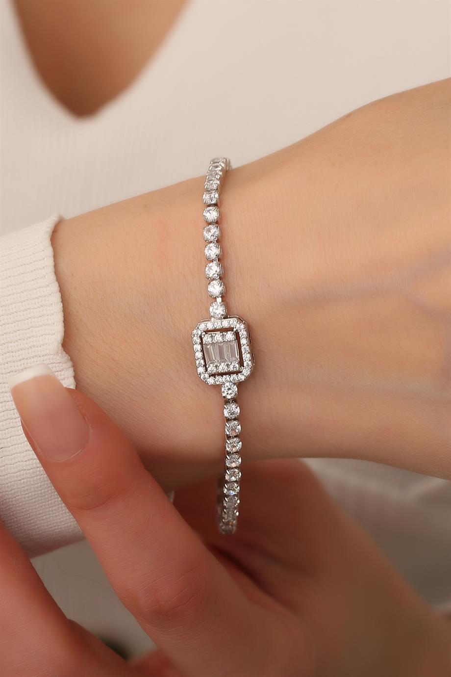 Silver stone bracelet