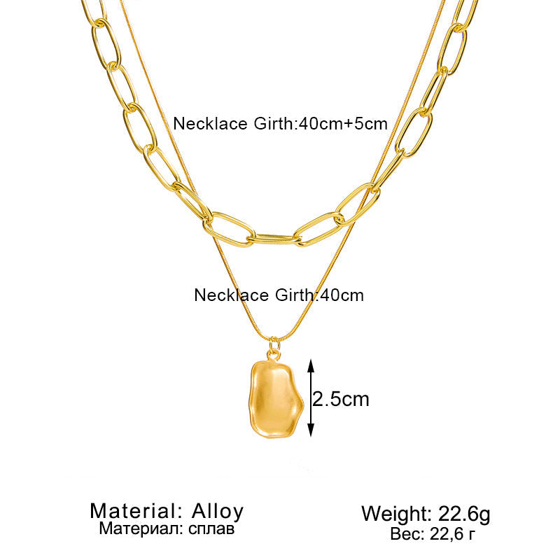 Layered golden stone chain necklace