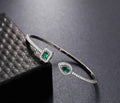 925 sterling silver Green gem openable bracelet