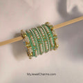 Green pearl motichoor gajra bangles