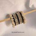 Black dotted double Kara bangles Premium Quality